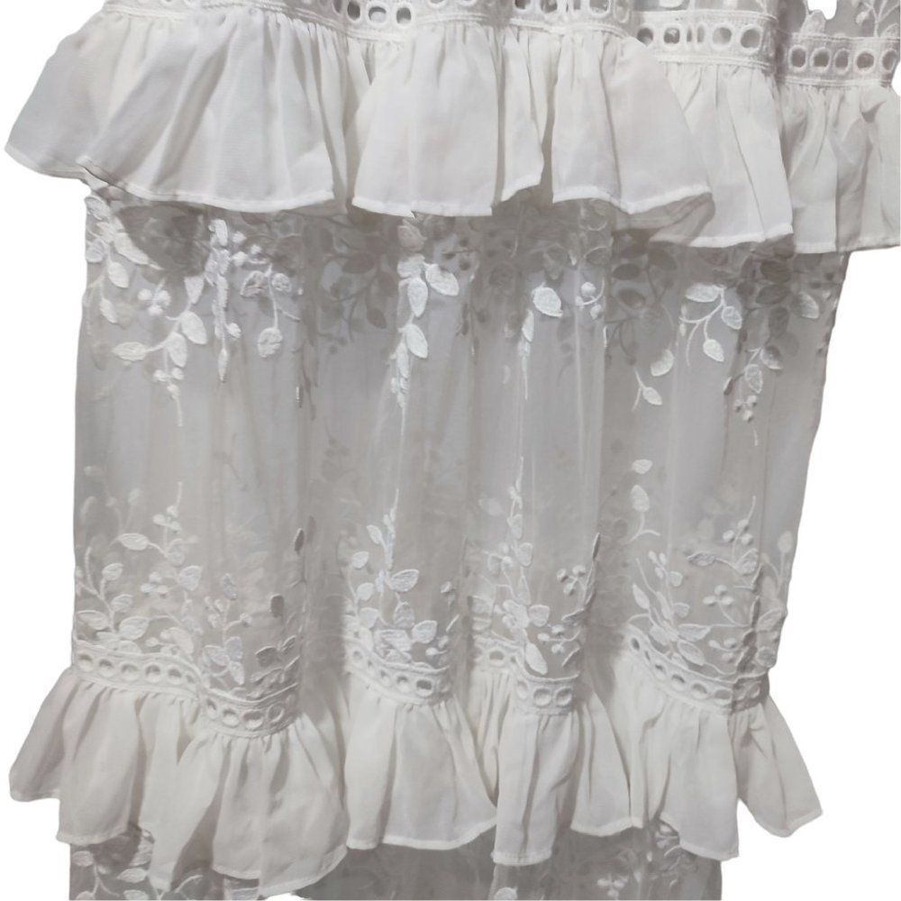 AQUA Embroidered Flounce Lace Sheer Maxi - Picture 6 of 9